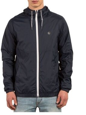 Volcom Navy Hooded Windbreaker Jacket